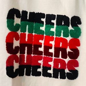 ‘Cheers’ Plus size Christmas Sweater with Colorful Chenille Letter